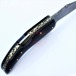 ใบมีดพับเหล็กดามัสกัสด้ามจับไม้มีดแคมป์ปิ้งคุณภาพระดับพรีเมียมพร้อมฝักหนัง - Product Image 4