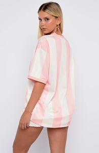 Camiseta de Mujer con Cuello Redondo, Estampado Veraniego, Holgada, Ecológica, Color Rosa - Product Image 4