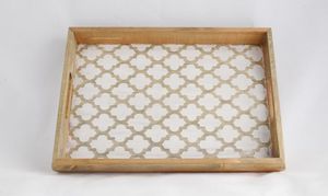 Bandeja con incrustaciones de hueso hecha a mano, bandeja para servir hecha a mano, incrustaciones de hueso de lujo, desayuno de Ramadán, comida, fruta, café, té, bandeja decorativa - Product Image 2