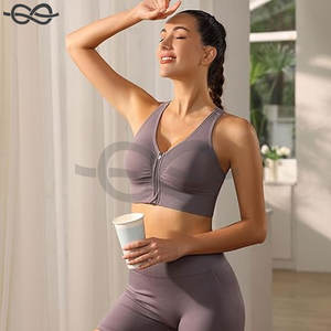 Sujetador de postcirugía frontal con cremallera para mujer, sujetadores deportivos inalámbricos, diseño de tiras acolchado, soporte medio, sujetadores deportivos para Yoga y ejercicio - Product Image 5