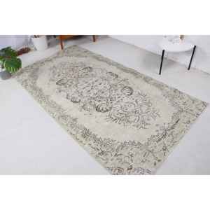 Alfombra Turca, Alfombra Vintage de 4.3x8.1 pies, Alfombra de Lana con Plantas y Árboles Verdes - Product Image 1