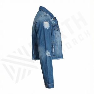 Nouvelle arrivée : Veste en jean légère pour homme, haute qualité, effet vieilli, manches longues, couleur personnalisée, jean délavé, hiver, devant - Product Image 3