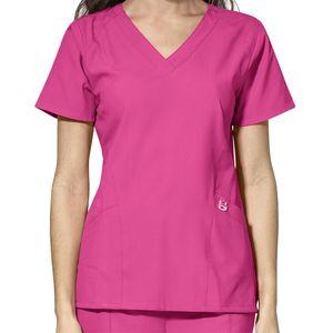Wholesale Women Unisex V-Neck Nursing <b>Scrub</b> <b>Tops</b> with Needle Detection & Seamless Fusing Customized Colors & Sizes - Product Image 3
