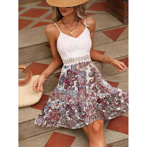 Women's <b>Strappy</b> V-Neck <b>Top</b>, Lace Skirt, Supreme Mini Dress, 36905 - Burgundy - Product Image 1
