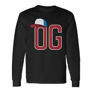 Camiseta de manga larga Og Original Gangster, diseño de sombrero negro, rojo y blanco - Product Image 1