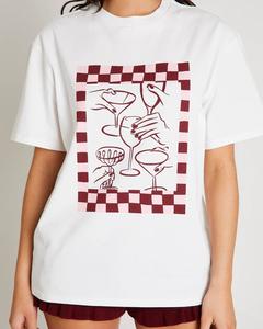 Camiseta de Verano para Mujer, Ecológica, de Algodón/Poliéster, Manga Corta, Cuello Redondo Acanalado, Estampado Gráfico en la Parte Delantera, Corte Holgado - Product Image 6