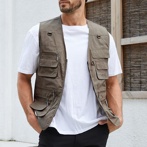 Chaleco de Pesca sin Mangas Personalizado, Transpirable, para Hombre, con Logotipo Personalizado de Lujo, Cuello en V, Chaleco de Pesca en Blanco para Hombre - Product Image 2