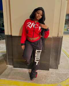 ชุดเสื้อสเวตเตอร์แบบสวมหัวมีฮู้ด2ชิ้นลายปักและพัฟชุดเสื้อสเวตเตอร์และเสื้อมีฮู้ด - Product Image 4