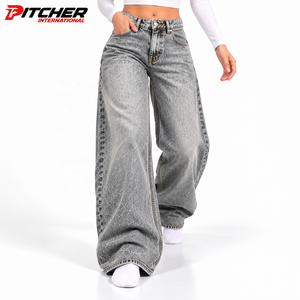 Jeans en denim taille haute pour femmes, délavage foncé, pour détaillants de mode, personnalisation de jeans, fourniture en marque blanche - Product Image 4