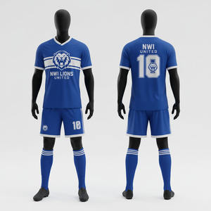 Ensembles d'uniformes de football personnalisés 100% Options de lettre de nom de joueur en polyester Col en V Respirant Séchage rapide Dernière conception Service OEM - Product Image 1