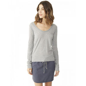 เสื้อยืดแขนยาวคอตตอนแขนยาวสำหรับผู้หญิงเสื้อยืดคอกลมลำลองสไตล์ดิจิตอล - Product Image 3