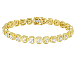 Moissanite forme baguette diamant clouté en argent S925 plaqué or bracelet Hip Hop pour homme - Product Image 1
