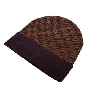 Gorro de Invierno de Lana 100% de Alta Calidad, con Logotipo Bordado, Diseño a Cuadros, Gorro de Punto - Product Image 2