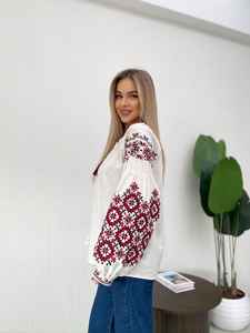Chemise brodée blanche faite à la main Ukraine Blouse Vishivanka Style Floral Boho cadeau pour ses vêtements traditionnels - Product Image 3