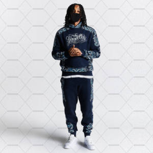 Ensemble survêtement homme à capuche, manches courtes, fermeture éclair, hiver, 2 pièces, léger, 100% coton - Product Image 1