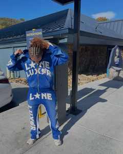 Conjunto de chándal con cremallera personalizado con parche de socorro de diamantes de imitación, chándal acampanado de dos piezas, conjunto de sudaderas con capucha y pantalones de chándal con diamantes de imitación - Product Image 3