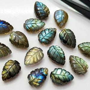 อัญมณีรูปใบไม้แลบราโดไรต์ฉูดฉาดลูกปัดลายใบไม้ลาบราดอไรต์แกะสลักมือหลวม14x10mm ลูกปัดลาบราดอไรต์ - Product Image 2