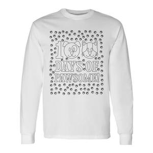 T-shirt à manches longues pour enfants avec motifs d'animaux mignons, idéal pour les activités de coloriage des 100 jours d'école, T-shirts promotionnels adaptés à l'âge des enfants - Product Image 1
