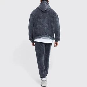 Conception de logo de marque personnalisée 66% coton 34% polyester gris chiné foncé coupe chaude standard vêtements de sport survêtement en polaire technique - Product Image 3