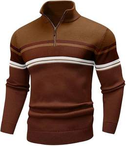 Pull en tricot décontracté pour homme W9592Y Knzhee Industry, anti-rides, anti-bouloches, respirant, fin, 100% coton, ample, uni, hiver - Product Image 3