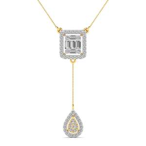 Colgante de barra de diamante moderno con corte lineal redondo, 0.53 ct, color E-F, VVS-VS, diamante cultivado en laboratorio en oro de 14K, para ocasiones especiales y fiestas. - Product Image 3