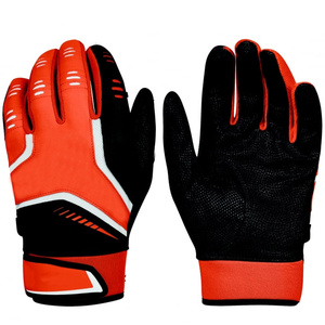 KATBROS INDUSTRY Baseball Batting Gloves Pitcher Position Full Finger Leather Breathable Waterproof Customizable <b>Red</b> Black - Product Image 1