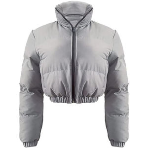 Veste courte matelassée d'hiver pour femmes, veste légère rembourrée, veste courte zippée chaude pour femmes, design personnalisé, service OEM - Product Image 6