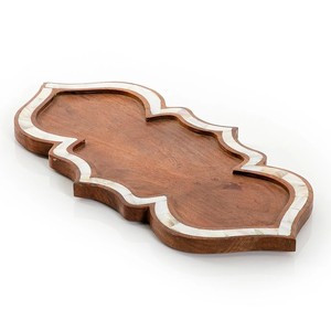 Decorative Wooden Tray Featuring Mother Of Pearl Inlay Ideal For Ramadan <b>Eid</b> Snacks <b>Gift</b> Display Or Hospitality Presentation - Product Image 1