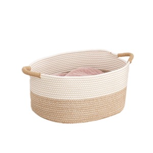 Cesta de almacenamiento de cuerda de algodón puro de la mejor calidad de exportación Superior con asa de gran capacidad contenedor de juguetes para bebés con acabado personalizado Deco - Product Image 5