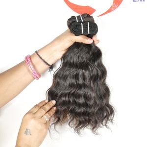Extensions de cheveux crus vierges 100% naturels indiens non transformés à cuticule alignée Machine pour femmes noires Double trame 100% cheveux humains - Product Image 1