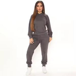 Conjunto Deportivo Casual de Maternidad para Mujer, Diseño Sólido y Desgastado, Material Suave y Grueso, Tendencia de Moda 2025 - Product Image 1
