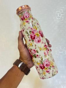 Bouteille d'eau brillante martelée en cuivre incurvé écologique sans BPA avec couvercle pour le camping en plein air verres directement bouillir l'eau - Product Image 2