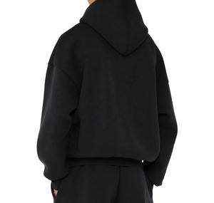 2025 Best Quality 500Gsm Heavyweight Cotton French Terry Boxy Cropped Heavy Cotton Fleece Winter Customized <b>Hoodies</b> <b>Mens</b> - Product Image 3