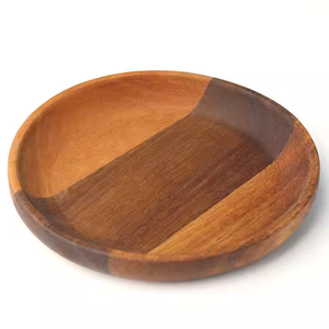 Ventes chaudes Assiettes de service rondes classiques en bois d'acacia naturel poli faites à la main pour les restaurants et les fêtes par Crescent Crafts - Product Image 2