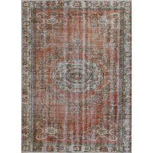 Tapis en laine noué à la main de grande taille, motif médaillon rouge et orange, pour salon, couloir rectangulaire - Pae-2948 - Product Image 1