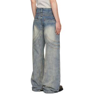 Pantalones Vaqueros Holgados Personalizados de Estilo Urbano para Hombre, Vaqueros de Mezclilla de Algodón Desgastados, Pantalones Vaqueros de Moda Vintage para Hombre - Product Image 3