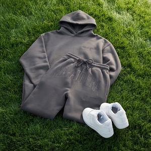 Womens <b>Charcoal</b> Gray Hoodie Tracksuit Set Pullover Sweatshirt Wide Leg Pants Matching Casual Sportswear Loungewear - Product Image 6