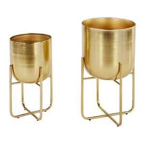 Support à fleurs moderne en fer doré pour plantes d'intérieur et d'extérieur, décoration de maison, hôtel, restaurant, villa, bureau. - Product Image 5