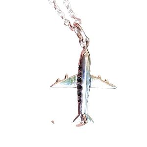 JEWELTECH Pendentif Avion Classique en Argent Sterling 925 sur Chaîne Serpent, Bijou de Collection Culturel pour Noël et la Saint-Valentin - Product Image 1