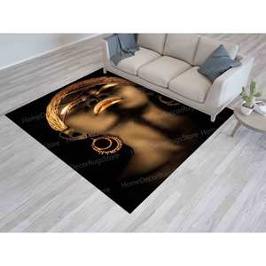 Alfombra con Estampado de Labios Dorados - Alfombra Étnica Brillante para el Hogar, Alfombra de Chenilla - Product Image 2