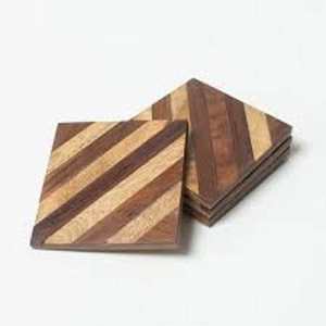 Sous-verre en bois naturel écologique artisanal, design fantaisie, carré, dessus de table, tapis décoratif personnalisé, vente en gros - Product Image 6