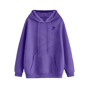 Sudadera con Capucha Unisex Morada, Oversize, de Algodón French Terry, Diseño Casual con Bolsillos, Logotipo Frontal con Impresión por Transferencia Térmica, Ropa de Otoño - Product Image 1