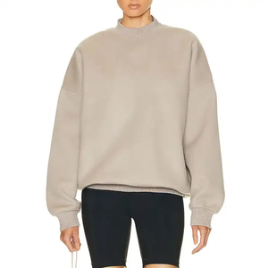 Sudadera Oem bordada personalizada de lana pesada de gran tamaño liso cuello simulado sudadera de mujer logotipo personalizado - Product Image 1