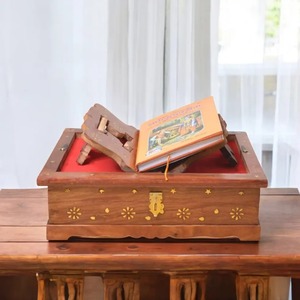 Handcrafted Sheesham Wood Bhagavad Gita Stand with <b>Box</b> Aromatic Wooden <b>Book</b> Stand for Ramayan - Product Image 1