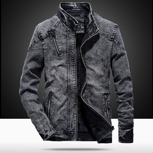 Veste en jean rétro pour homme 2025, nouveau style coréen, coton décontracté, fermeture éclair, automne-hiver, coupe ajustée, devant à col montant - Product Image 2
