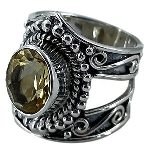Navya Craft Women's Handmade 925 Sterling <b>Silver</b> <b>Ring</b> Citrine Oval Bezel <b>Set</b> Gift for Women - Product Image 1
