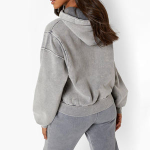 Ventes en gros de sweats à capuche personnalisés à effet délavé pour femmes, nouvelle arrivée, vente chaude de sweats à capuche à effet délavé pour femmes - Product Image 4