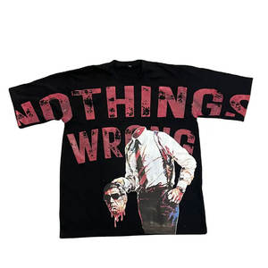 Colección 2024 del fabricante Camisetas gráficas impresas de pantalla completa de peso pesado para hombres con cuello simulado y hombro caído - Product Image 1