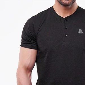 Camiseta Henley de Manga Corta para Hombre al por Mayor, con 2 o 3 Botones, Logotipo Personalizado, Camiseta Henley de Algodón para Hombre - Product Image 3