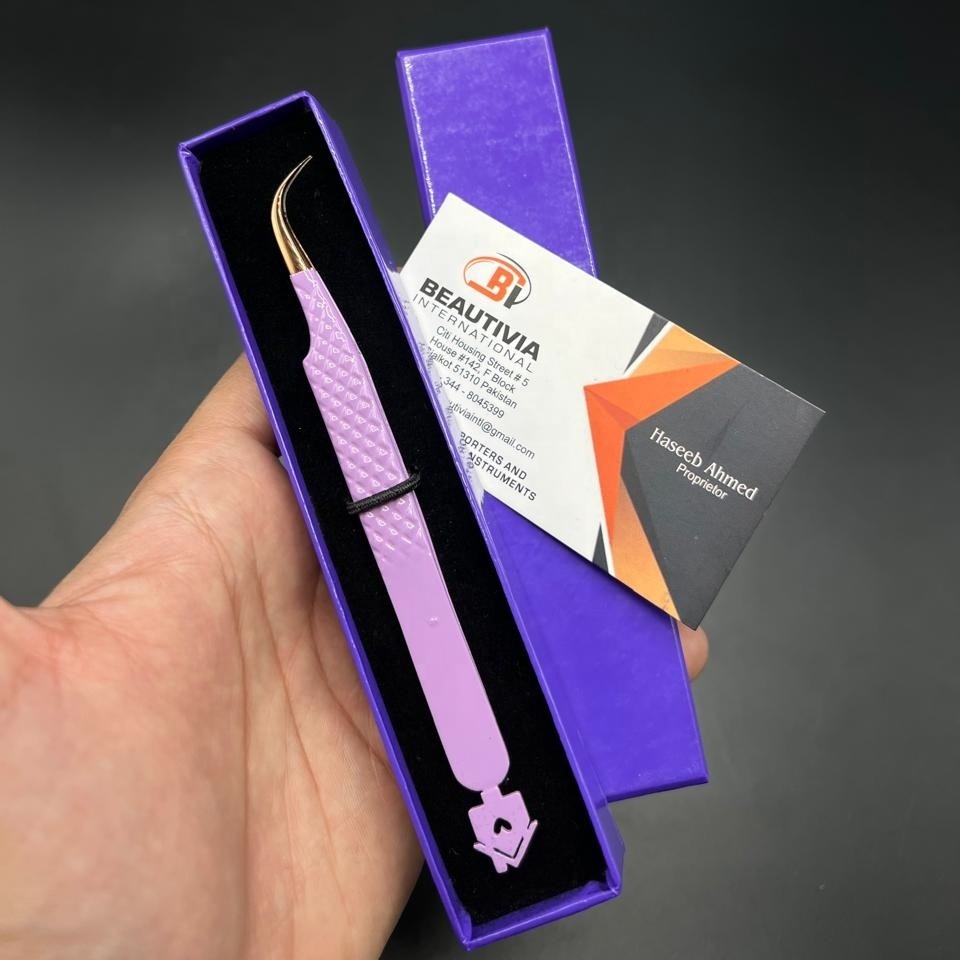 Wholesale Fiber Tip Eyelash Extension Tweezers Home Design Rose Gold Tip Curved Perfect Grip Lash Tweezers With Custom Logo